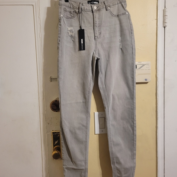 Fashion Nova Pants - Fashion Nova Beacon Body Lifting Ripped High Rise Stretch Skinny Gray Denim SZ11